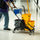 6.9 Gallon Mop Water Bucket Wringer Cart with Easy to Use Side Press Wringer & Mop-Handle Holder, Smooth Wheels, Yellow/Black