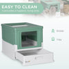 Cat Litter Box Funiture with Lid, Enclosed Cat Litter Tray with Front Entry & Top Exit, Large Space Portable Pet Toilet with Scoop, Green