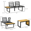3 Pieces Patio Furniture Set, Outdoor Garden Sofa Conversation Set w/ Padded Cushions, Wood Grain Plastic Top Table and Side Panel, Dark Gray