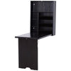 Wall Mounted Fold Out Convertible Desk, Multi-Function Floating Desk with Storage Shelf for Home Office, Espresso Brown
