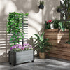 Wooden Raised Garden Bed, Planter with Trellis and Metal Corners, Portable on Wheels, for Patio, Backyard, Deck, Gray