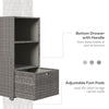 PE Rattan Pool Towel Rack with 2 Storage Shelves Basket Mixed gray