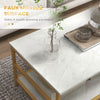 Coffee Tables Sets of 2, Rectangle and Round Coffee Table with Storage Shelves, Faux Marble Top, Living Room Table Set, White