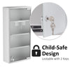 12" x 24" Lockable Medicine Cabinet, 4 Tier Stainless Steel Medical Wall Box with 2 Keys and Shelves for Bathroom