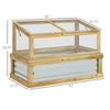 Raised Garden Flower Bed Kit with Lean-to Greenhouse, Wooden Cold Frame Planter, Raised Flower Planter Shelf, 41" x 22.5" x 28.25", Natural