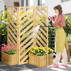 Freestanding Outdoor Privacy Screen with 4 Self-Draining Planters, 3 Hinged Privacy Panels and for Hot Tub, Pool, Patio, Backyard