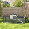 90.5" Wooden Rabbit Hutch Bunny Cage Pet Playpen House Enclosure with Double Side Run Boxes, for Guinea Pig and Small Animals, Light Grey