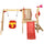 4-in-1 Wooden Swing Set with Swing, Slide, Horn, Steering Wheel, Red