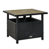22" Steel PE Rattan Wicker Outdoor Patio Accent Table With Umbrella Insert Brown