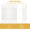 4 Panel Room Divider, Folding Privacy Screen, Wave Fiber Freestanding Partition Wall Divider for Rooms, Home, Office, White