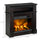 Free Standing Electric Fireplace with Mantel, Freestanding Electric Fireplace Heater with Logs Hearth, Shelf and Remote Control, 1400W, Brown