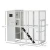 Large Cat House Outdoor Catio Kitty Enclosure with Door 4 Platforms Ramp and Asphalt Roof,  77" x 37" x 69", White
