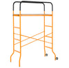 4-Step Steel Scaffold Organizer Platform, Anti-Skid Mobile Scaffolding Ladder with 2 Wheels, Free Moving for Indoor/Outdoor Decoration