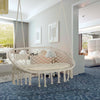 Hanging Hammock Chair Cotton Rope Porch Swing with Metal Frame and Cushion, Large Macrame Seat for Patio, Garden, Cream White