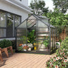 6' x 6' x 7' Polycarbonate Greenhouse, Outdoor Aluminum Walk-in Green House Kit with Vent and Door for Backyard Garden, Gray
