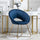 Modern Accent Velvet Chair Open Curved Mid-Back Upholstered Vanity Chair with Gold Plating Metal Legs for Living Room/Office/Reception, Blue