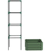 Galvanised Planter Box, 24"x24"x11.75" Raised Garden Bed with Tomato Cage for Climbing Vines, Vegetables, Flowers, Green