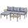 5-Piece Rattan Patio Furniture Set with Sofa, Chaise Lounge, Coffee Table, Footstools, Cushions, Light Gray