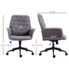 Linen Computer Desk Chair Tufted Height Adjustable Home Office Chair with Swivel Wheels and Padded Armrests Dark Gray