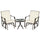 3 Piece Outdoor Glider Chair with Coffee Table Bistro Set, 2 Patio Rocking Swing Chairs with Sling Fabric, Glass Tabletop