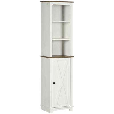 Farmhouse Bathroom Cabinet, Tall Storage Cabinet with Door and Adjustable Shelves, 15.5