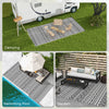 Reversible Outdoor Rug Carpet RV Camping Rugs with Carry Bag, 9' x 18', Gray & Cream White Boho