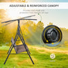 2-Seater Patio Swing Chair, Outdoor Adjustable Canopy Porch Swing with Armrests, Texeline Fabric and Steel Frame, Brown
