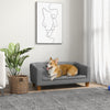 Raised Dog Sofa, Elevated Pet Sofa for Small Medium Dogs, Gray