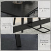 Rectangular Patio Table with Umbrella Hole, Steel Rectangle Outdoor Dining Table for 6 People for Garden, Black