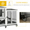 2 Story Rabbit Hutch Indoor Wood Rabbit House Bunny Hutch with Runs, Wheels, Waterproof Roof and Removable Tray, Gray