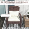 Adirondack Chair, Outdoor Wicker Rocking Chair with High Back, Seat Cushion and Pillow for Porch, Balcony, Cream White
