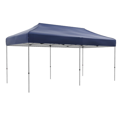 10' x 20' Pop Up Canopy Tent, Outdoor Easy up Tent with 3-Level Adjustable Height, Wheeled Carry Bag, Dark Blue