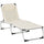 Folding Lounger Chair Sun Lounger Chair Camping Bed Cot 4-Position Adjustable Back With Pillow For Patio Garden Beach Pool Cream