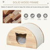 Wooden Cat Condo House Hideout Kitten Bed Pet Furniture with Sisal Scratching Carpet Soft Cushion for Rest and Play Natural