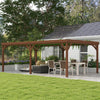 12' x 20' Outdoor Wooden Pergola, Grape Vine Gazebo with Concrete Anchors for Garden, Patio, Backyard, Deck, Brown