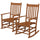 Wooden Rocking Chair Set, Outdoor Rocker Chairs w/ Curved Armrests, Slatted Seat & Backrest for Garden, Porch, Supports Up to 352 lbs., Teak