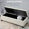 50" Storage Ottoman Bench, Upholstered Ottoman Foot Rest with Linen Fabric and Soft Close Lid for Entryway, Beige