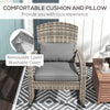 Adirondack Chair, Outdoor Wicker Rocking Chair with High Back, Seat Cushion and Pillow for Porch, Balcony, Gray