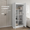 71" Tall Storage Cabinet with Movable Storage Shelves, Modern Style Pantry Cupboard Cabinet with Soft Close Doors, White