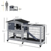 Rabbit House Outdoor, 2-Tier Large Guinea Pig Hutch Indoor w/ Removable Trays, Openable Roof, for 1-2 Rabbits, Gray