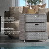 Patio PE Rattan Storage Cabinet, Wicker Pool Caddy Organizer, Outdoor Towel Rack for Pool with 3 Drawers, Gray