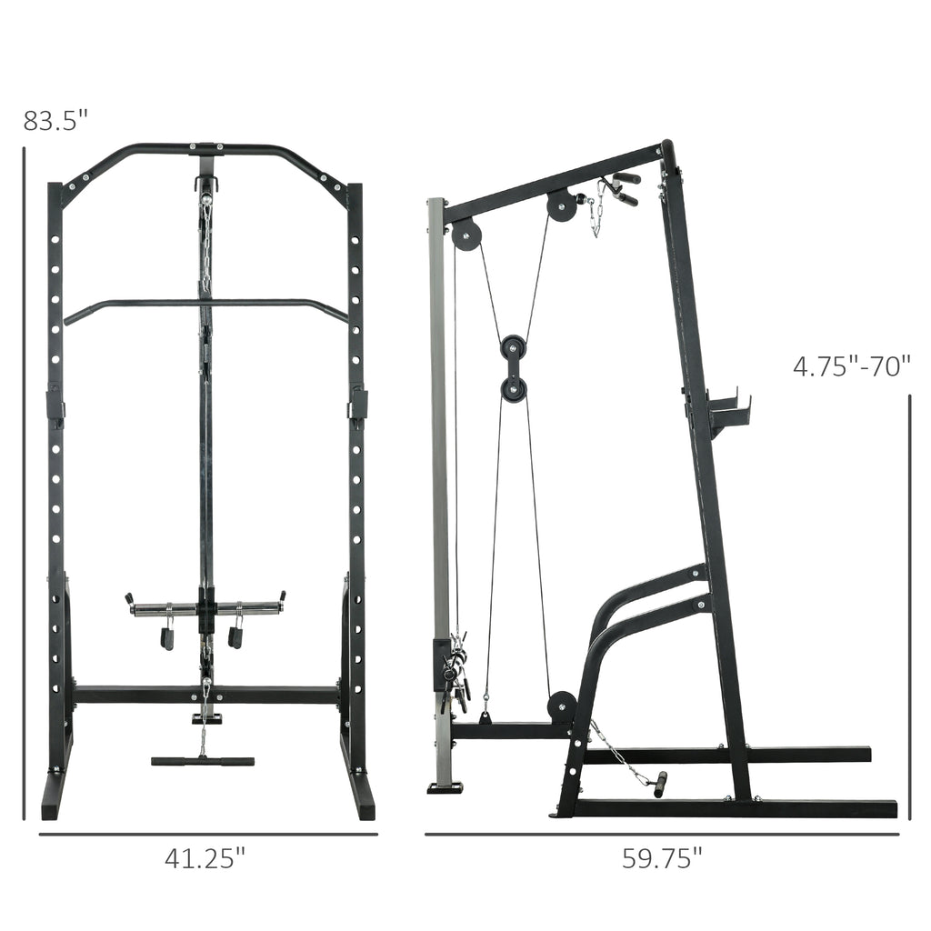 Power Cage Power Rack with 15-Level Squat Rack, Cable Pulley System, P