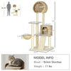 59 Inch Cat Tree for Indoor Cats, Cat Tower with Cat Condo, Hammock, Perches, Scratching Posts, Ramp,  23.5" x 23.5"x 59"