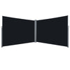 Patio Retractable Double Side Awning, Folding Privacy Screen Fence, Garden Outdoor Sun Shade Wind Screen, Indoor Room Divider, Black