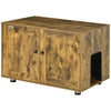 Cat Litter Box Enclosure with Double Doors, Divider, Cat Little Furniture,  Rustic Brown