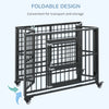 43" Heavy Duty Dog Crate for Medium and Large Dogs, Steel Foldable Large Dog Crate with 4 Lockable Wheels, 2 Doors, Openable Topï¼Œ Black