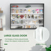 5-Tier Display Cabinet, Glass Display Case with 2 Doors and Adjustable Shelves for Living Room, Wall-Mounted, Black, White