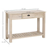 Console Table American Pastoral Desk with Drawer Bottom Shelf Living Room  Entryway  Bedroom White Oak Wood Color
