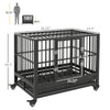 36" Heavy Duty Dog Cage Dog Crate, Metal Dog Cage Kennel with Lockable Wheels, Double Door and Removable Tray, Gray