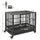 36" Heavy Duty Dog Cage Dog Crate, Metal Dog Cage Kennel with Lockable Wheels, Double Door and Removable Tray, Gray